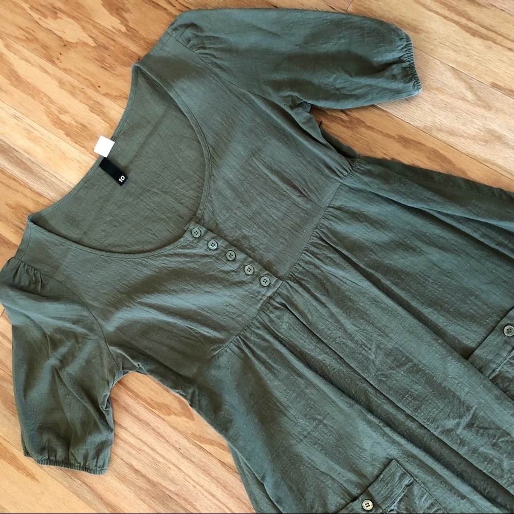 H&M Olive Dress / Tunic with pockets! Side zipper!